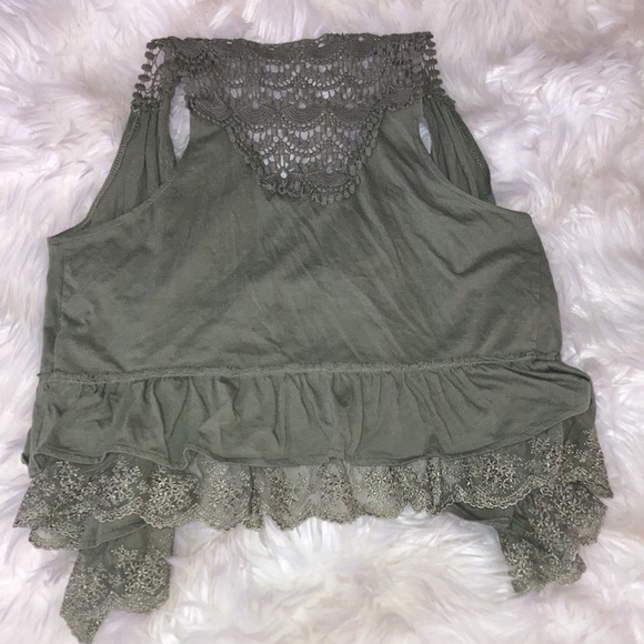 DECREE Lightweight Boho Green Ruffle Vest L - Picture 6 of 9
